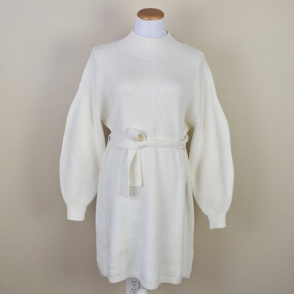 Maeve Long Sleeve Mock Neck Tie Waist Sweater Dress - S - Picture 1 of 11